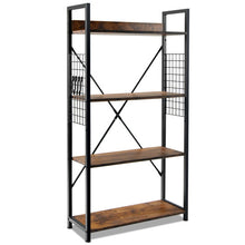 Load image into Gallery viewer, 4 -Tier Industrial Open Storage Bookshelf-Coffee
