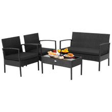 Load image into Gallery viewer, 4 Pieces Patio Rattan Furniture Set with Cushion