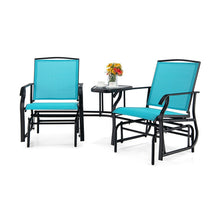 Load image into Gallery viewer, Double Swing Glider Rocker Chair set with Glass Table-Turquoise