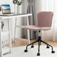 Load image into Gallery viewer, Mid Back Armless Office Chair Adjustable Swivel Linen Task Chair-Pink