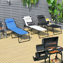 Load image into Gallery viewer, Foldable Recline Lounge Chair with Adjustable Backrest and Footrest-Blue