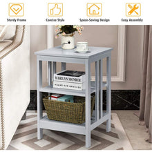 Load image into Gallery viewer, Set of 2 Multifunctional 3-Tier Nightstand Sofa Side Table with Reinforced Bars and Stable Structure -Gray