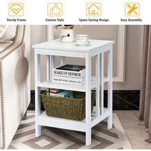 Load image into Gallery viewer, Set of 2 Multifunctional 3-Tier Nightstand Sofa Side Table with Reinforced Bars and Stable Structure -White