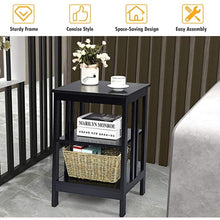 Load image into Gallery viewer, Set of 2 Multifunctional 3-Tier Nightstand Sofa Side Table with Reinforced Bars and Stable Structure -Black