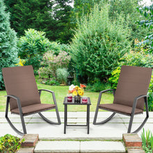 Load image into Gallery viewer, 3 Pieces Patio Rattan Rocking Furniture Set-Brown