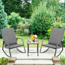 Load image into Gallery viewer, 3 Pieces Patio Rattan Rocking Furniture Set-Gray