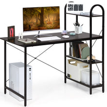 Load image into Gallery viewer, Reversible Computer Desk Study Workstation Home Office 4-tier Bookshelf-Brown