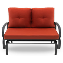 Load image into Gallery viewer, Patio 2-Person Glider Bench Rocking Loveseat Cushioned Armrest-Brick Red