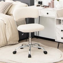 Load image into Gallery viewer, Computer Desk Chair Adjustable Sherpa Office Chair Swivel Vanity Chair-White