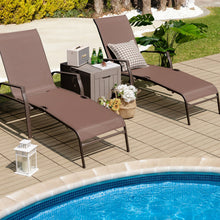 Load image into Gallery viewer, 2 Pieces Patio Folding Chaise Lounge Chair Set with Adjustable Back-Brown