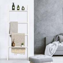 Load image into Gallery viewer, 4-Tier Wall Leaning Ladder Shelf Stand-White