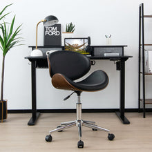 Load image into Gallery viewer, Adjustable Leather Office Chair Swivel Bentwood Desk Chair with Curved Seat-Black