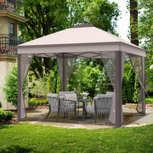 Load image into Gallery viewer, 11 x 11 Feet Portable Outdoor Patio Folding Gazebo with Led Lights -Beige