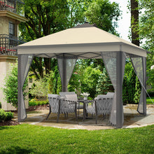 Load image into Gallery viewer, 11 x 11 Feet Portable Outdoor Patio Folding Gazebo with Led Lights -Coffee