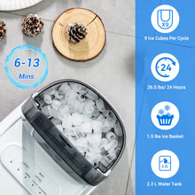 Load image into Gallery viewer, Countertop Ice Maker 26.5lbs/Day with Self-Cleaning Function and Flip Lid-White