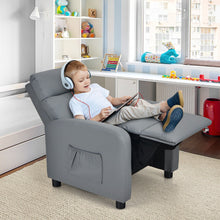 Load image into Gallery viewer, Ergonomic PU Leather Kids Recliner Lounge Sofa for 3-12 Age Group-Gray