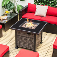 Load image into Gallery viewer, 32 Inch Square Propane Fire Pit Table with Lava Rocks Cover-Gray