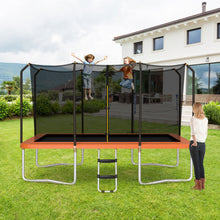 Load image into Gallery viewer, 8 x 14 Feet Rectangular Recreational Trampoline with Safety Enclosure Net and Ladder-Orange