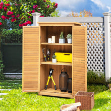 Load image into Gallery viewer, Outdoor Wooden Garden Tool Storage Cabinet-Natural