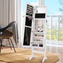 Load image into Gallery viewer, Standing Jewelry Cabinet with Full Length Mirror-White