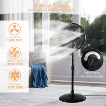 Load image into Gallery viewer, 20 Inch Misting Fan 2100 CFM Outdoor Oscillating Cooling Pedestal Fan-Black