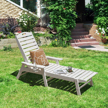 Load image into Gallery viewer, Weatherproof Patio Lounge Chair with Adjustable Back and Cup Holder-White
