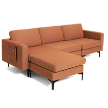 Load image into Gallery viewer, Modular L-shaped Sectional Sofa with Reversible Chaise and 2 USB Ports-Orange