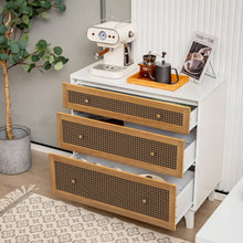 Load image into Gallery viewer, 3-Drawer Rattan Dresser Chest with Anti-toppling Device-Brown