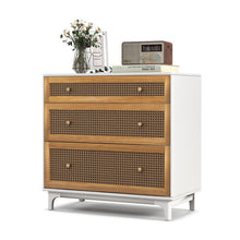 Load image into Gallery viewer, 3-Drawer Rattan Dresser Chest with Anti-toppling Device-Brown