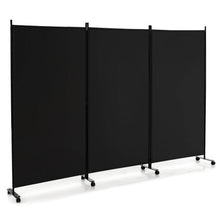 Load image into Gallery viewer, 3 Panel Folding Room Divider with Lockable Wheels-Black
