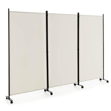 Load image into Gallery viewer, 3 Panel Folding Room Divider with Lockable Wheels-White