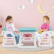 Load image into Gallery viewer, Kids Table and Chair Set with Building Blocks-Pink & Blue