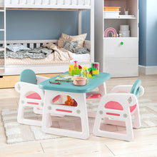 Load image into Gallery viewer, Kids Table and Chair Set with Building Blocks-Pink & Blue