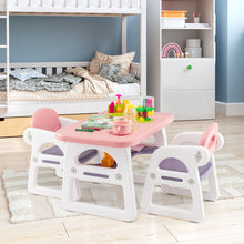 Load image into Gallery viewer, Kids Table and Chair Set with Building Blocks-Pink & Purple