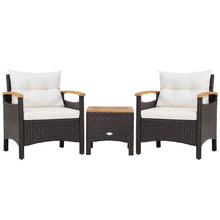Load image into Gallery viewer, 3 Pieces Patio Rattan Furniture Set with Removable Cushion
