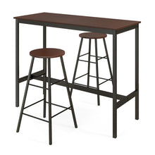 Load image into Gallery viewer, 3 Piece Pub Table and Stools Kitchen Dining Set-Brown