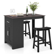 Load image into Gallery viewer, 3-Piece Bar Table Set for 2 with 2 Saddle Stools for Dining Room-Black