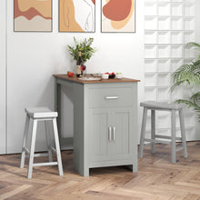 Load image into Gallery viewer, 3-Piece Bar Table Set for 2 with 2 Saddle Stools for Dining Room-Gray