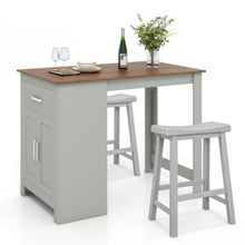 Load image into Gallery viewer, 3-Piece Bar Table Set for 2 with 2 Saddle Stools for Dining Room-Gray