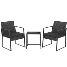 Load image into Gallery viewer, 3 Pieces Modern Heavy Duty Patio Furniture Set with Coffee Table-Black