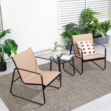Load image into Gallery viewer, 3 Pieces Patio Conversation Set with Breathable Fabric and Tabletop-Brown