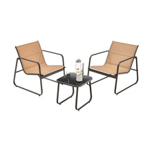 Load image into Gallery viewer, 3 Pieces Patio Conversation Set with Breathable Fabric and Tabletop-Brown