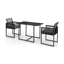 Load image into Gallery viewer, 3 Pieces Outdoor Dining Set with Folding Backrest and Seat Cushions-Black
