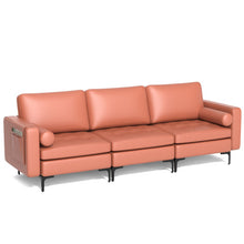 Load image into Gallery viewer, 3-Seat Sofa Sectional with Side Storage Pocket and Metal Leg-Pink