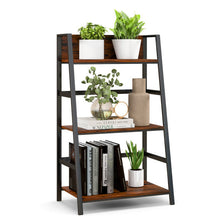 Load image into Gallery viewer, 3-Tier Ladder Industrial Bookshelf with Metal Frame
