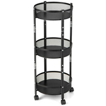 Load image into Gallery viewer, 3-Tier Rotating 1-Second folding Storage Rack Metal-Round