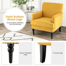 Load image into Gallery viewer, Modern Upholstered Padded Accent Chair with Rubber Wood Legs-Yellow