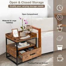 Load image into Gallery viewer, 3-tier Nightstand with Drawer and Raised Top Baffles