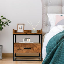 Load image into Gallery viewer, 3-tier Nightstand with Drawer and Raised Top Baffles