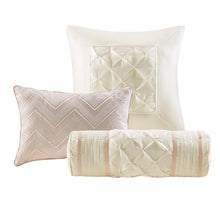 Load image into Gallery viewer, Madison Park Laurel 100% Polyester Polyoni Pieced With Tufted 7 Piece Comforter Set - Full - Blush MP10-6644 By Olliix